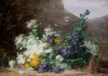 風景の中の野生の花、1890年頃